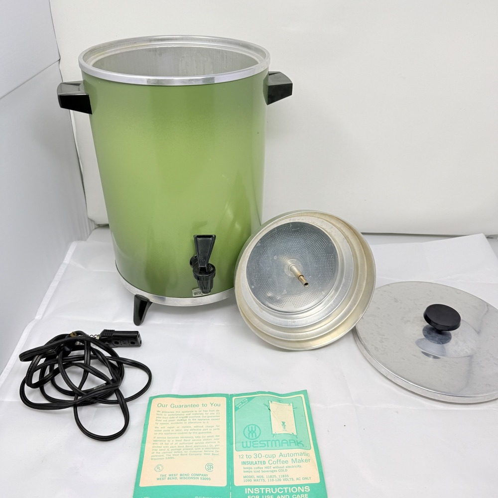 West Bend Westmark Vintage 30 Cup Coffee Maker Percolator Avocado Green 13525